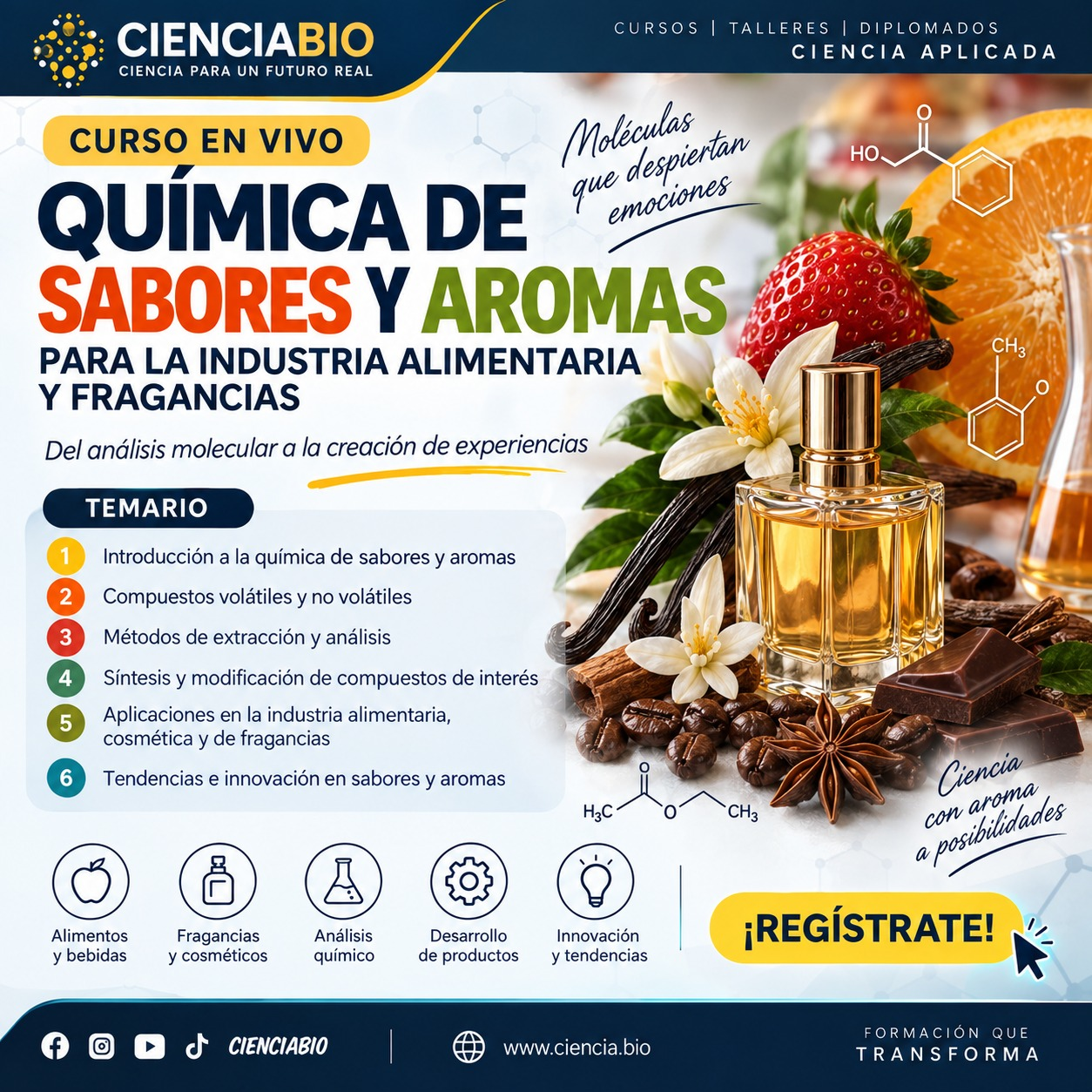 Química de sabores y aromas para la industria alimentaria y fragancias